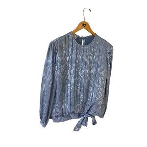Vintage In The Mood Women's Blue Long Sleeve Pleated Blouse - 18